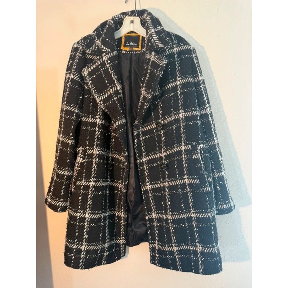 Sam Edelman Black White Plaid Tweed Coat Medium